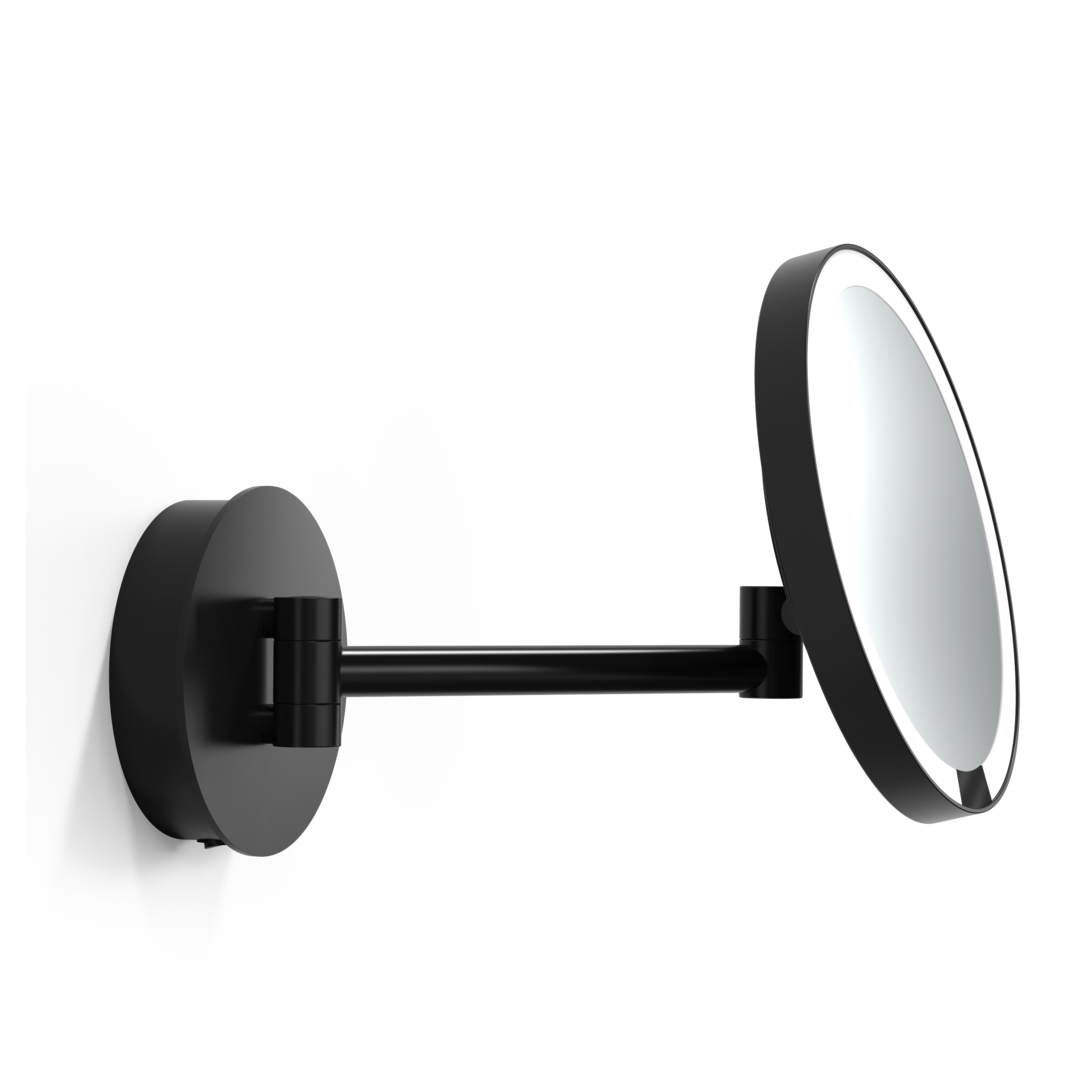 Decor Walther LOOK PLUS WD 7X LED Wandkosmetikspiegel beleuchtet – Schwarz matt - 7-fache Vergrößerung - Direktanschluss – Art. 0125960