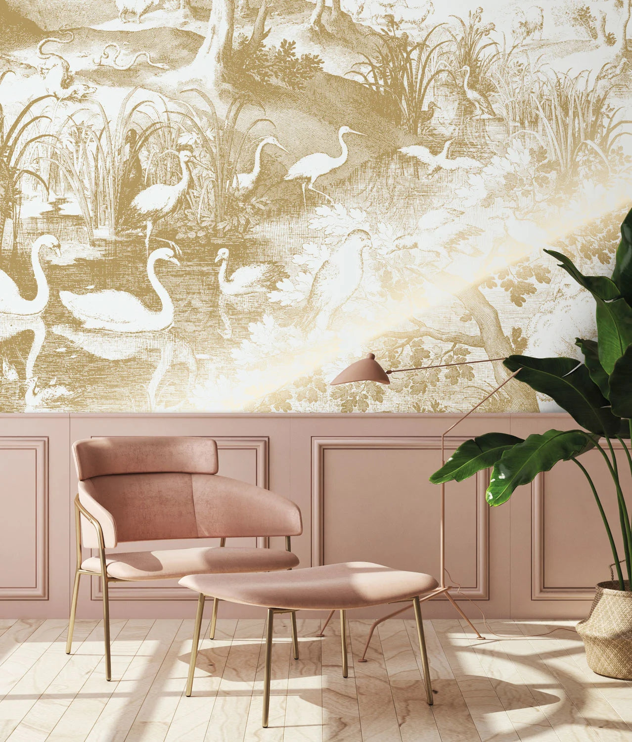 Gold Tapete Engraved Landscapes Grauweiß-Tapeten-KEK Amsterdam-TOJU Interior
