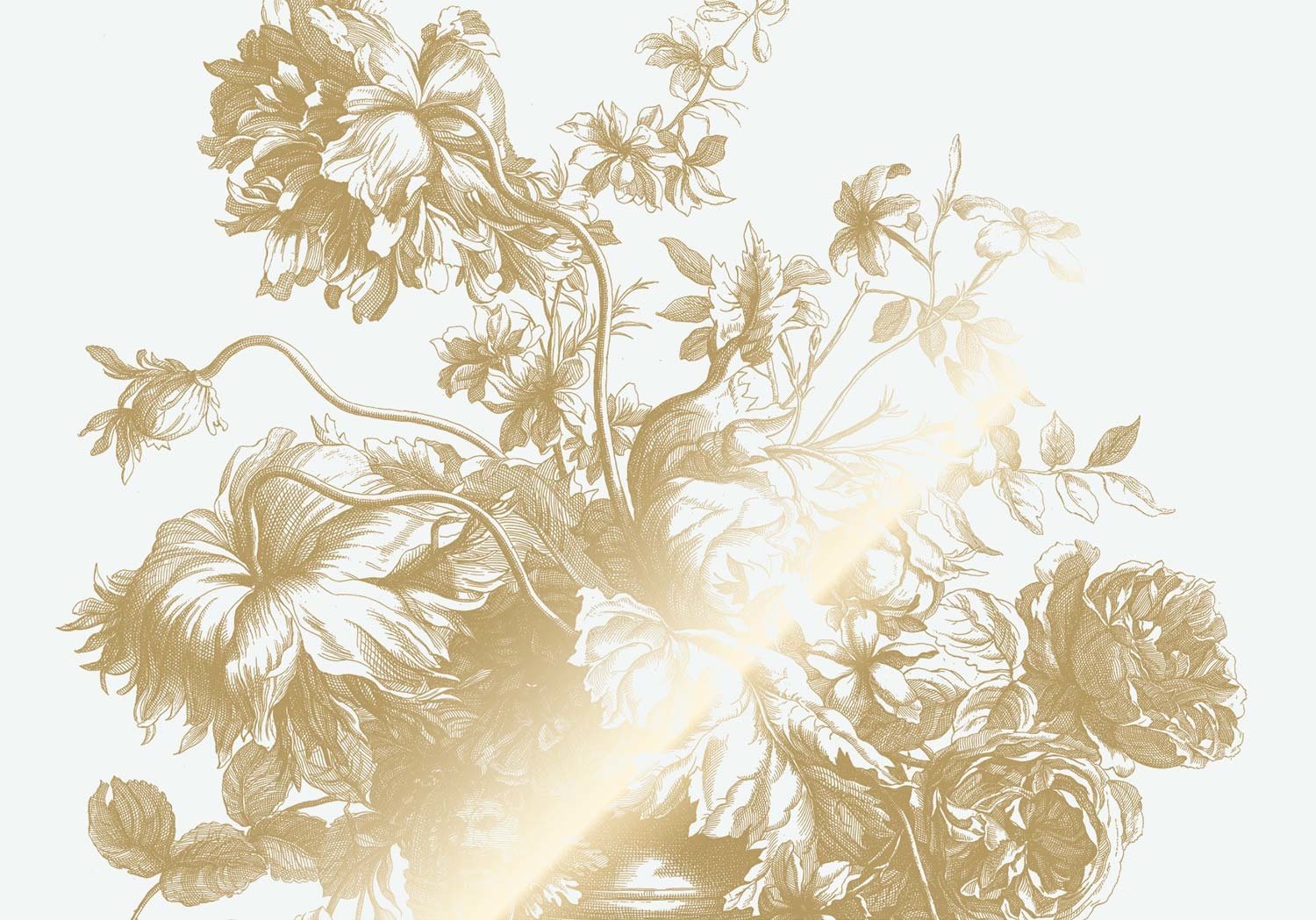 KEK Amsterdam - Gold Tapete Engraved Flowers Grauweiß-Tapeten-KEK Amsterdam-TOJU Interior