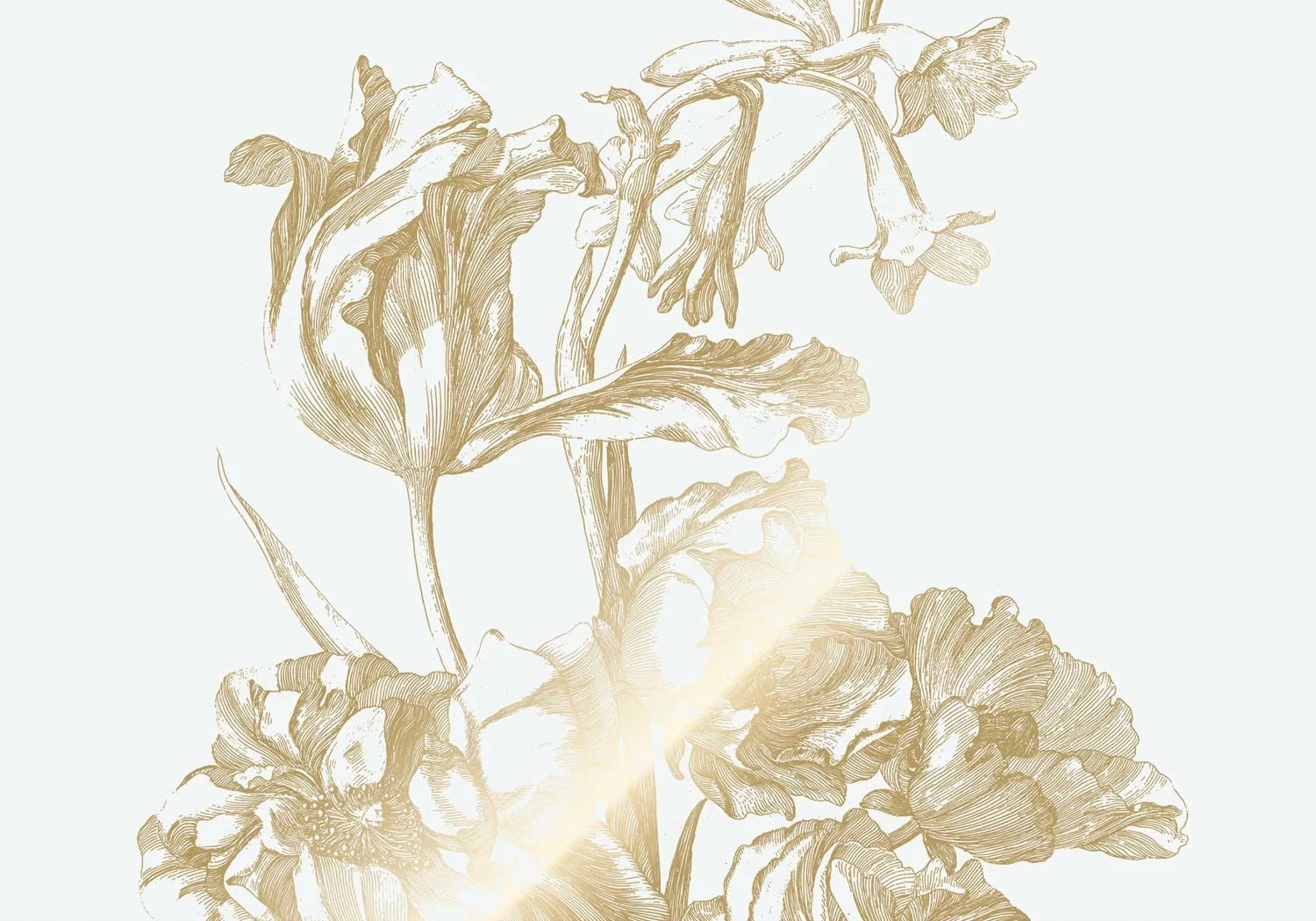 KEK Amsterdam - Gold Tapete Engraved Flowers Grauweiß-Tapeten-KEK Amsterdam-TOJU Interior