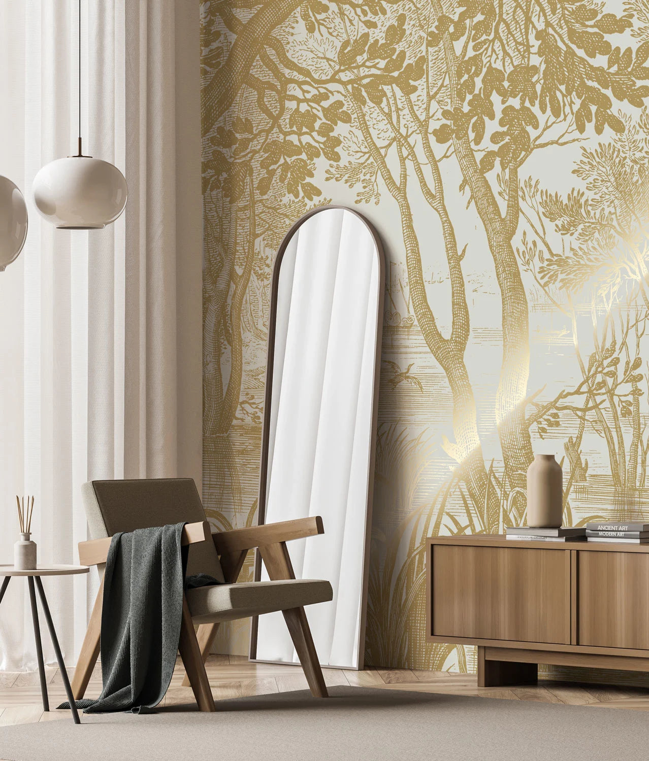 KEK Amsterdam - Gold-Tapete Engraved Landscape Sand-Tapeten-KEK Amsterdam-TOJU Interior