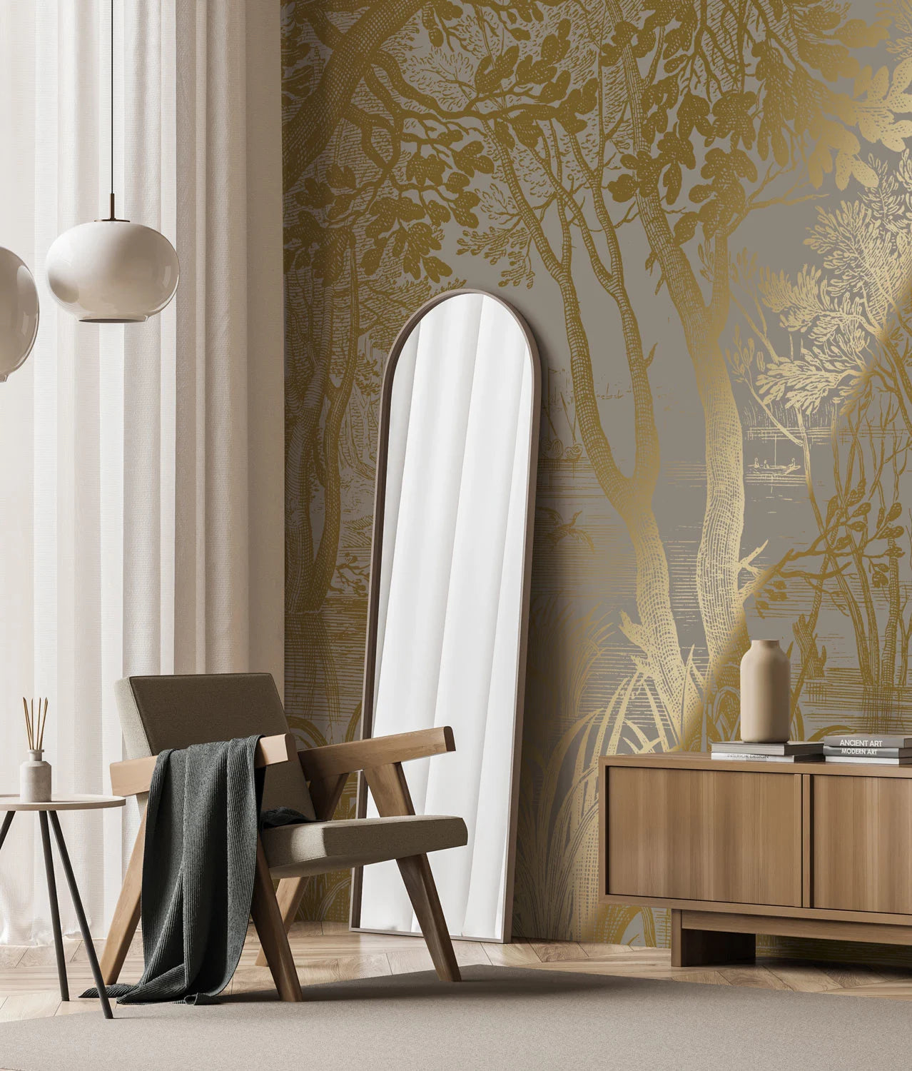 KEK Amsterdam - Gold Tapete Engraved Landscapes Grau-Tapeten-KEK Amsterdam-TOJU Interior