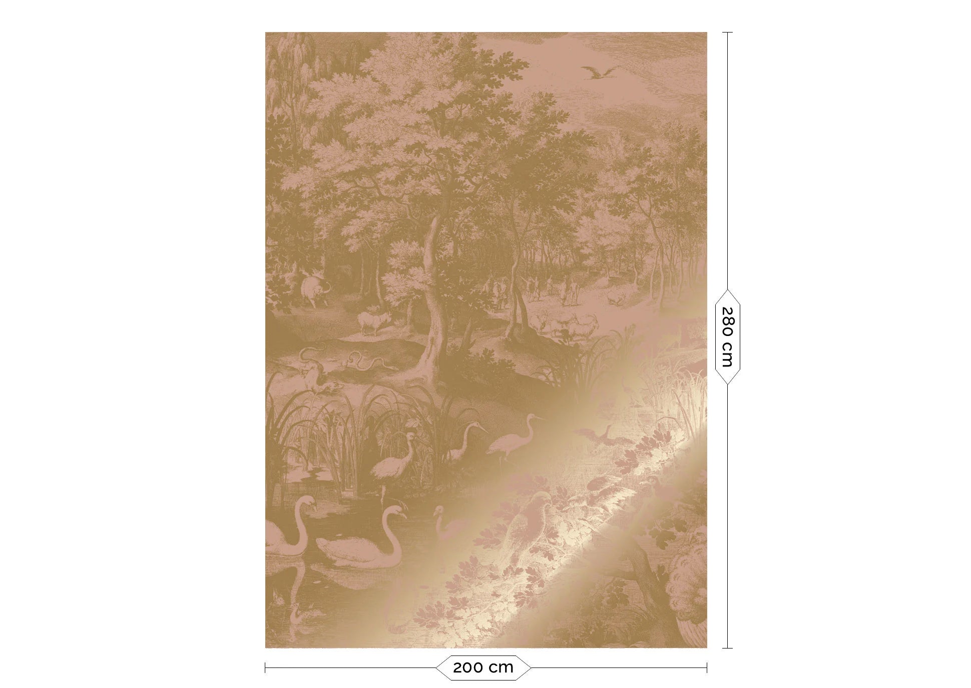KEK Amsterdam - Gold Tapete Engraved Landscapes Rosa-Tapeten-KEK Amsterdam-4 Bahnen 200 x 280 cm-TOJU Interior