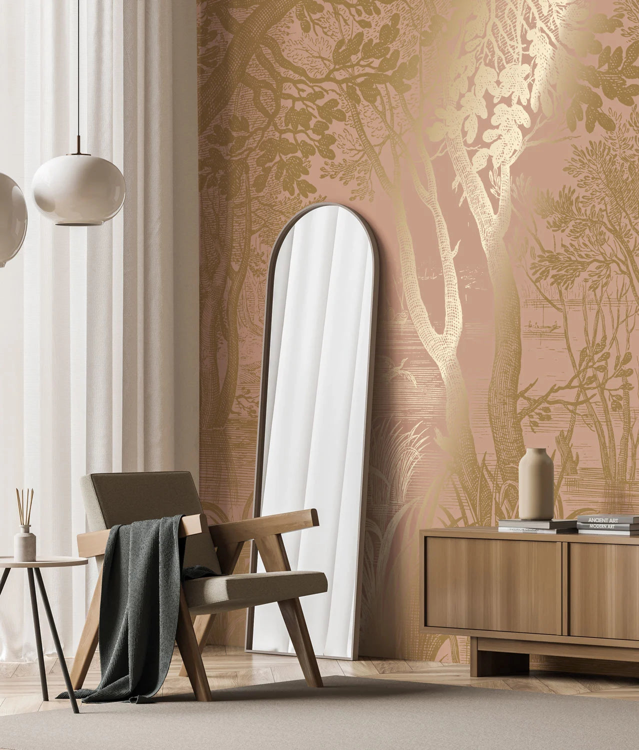 KEK Amsterdam - Gold Tapete Engraved Landscapes Rosa-Tapeten-KEK Amsterdam-TOJU Interior