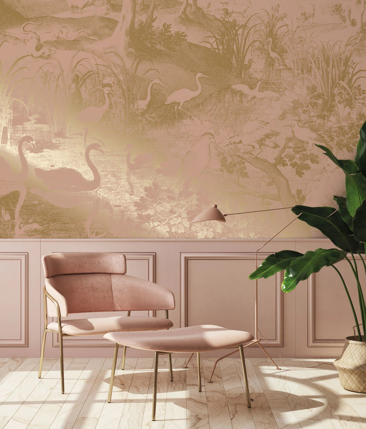 KEK Amsterdam - Gold Tapete Engraved Landscapes Rosa-Tapeten-KEK Amsterdam-TOJU Interior
