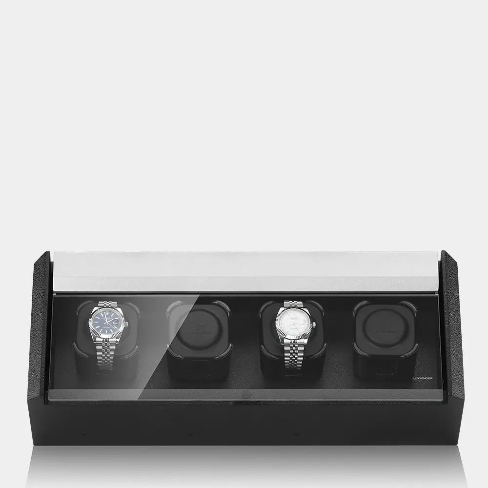 Luxwinder by Modalo - Uhrenbeweger Carat für 4 Uhren – Strukturlack schwarz