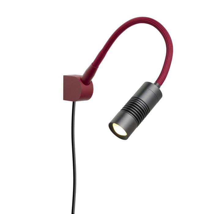 Oligo - Wandleuchte a Little bit-Wandleuchte-Oligo-Kopf Schwarz matt | Flexarm Rot matt-Aufbau 3000 K-40-898-25-25-TOJU Interior