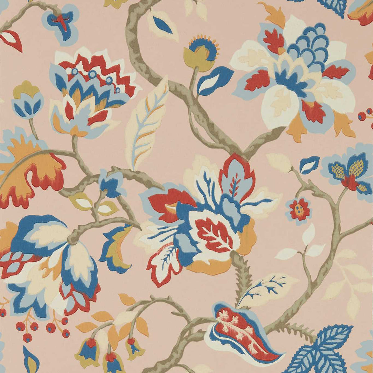 Sanderson - Tapete Amanpuri-Tapeten-Sanderson-SALMON/DOVE BLUE 217043-217043-Toju Interior