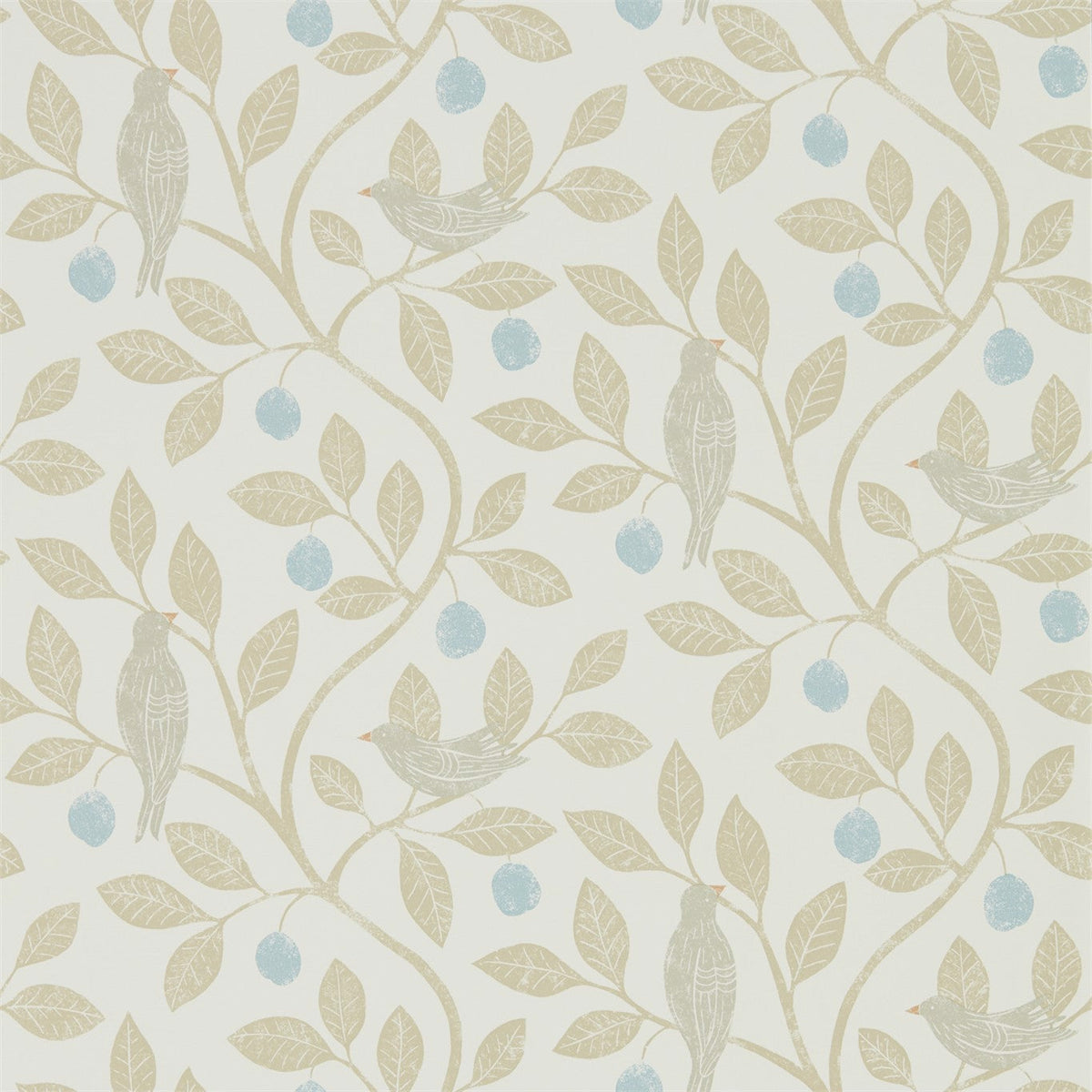Sanderson - Tapete Damson Tree-Tapeten-Sanderson-DENIM/BARLEY 216364-DHPO216364-Toju Interior