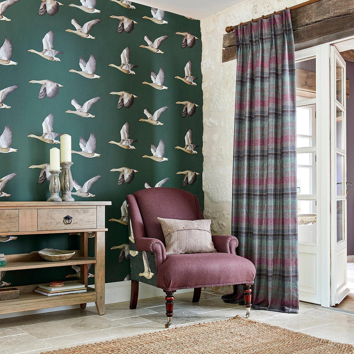 Sanderson - Tapete Ellysian Geese-Tapeten-Sanderson-AMSTERDAM GREEN 216608-216608-Toju Interior