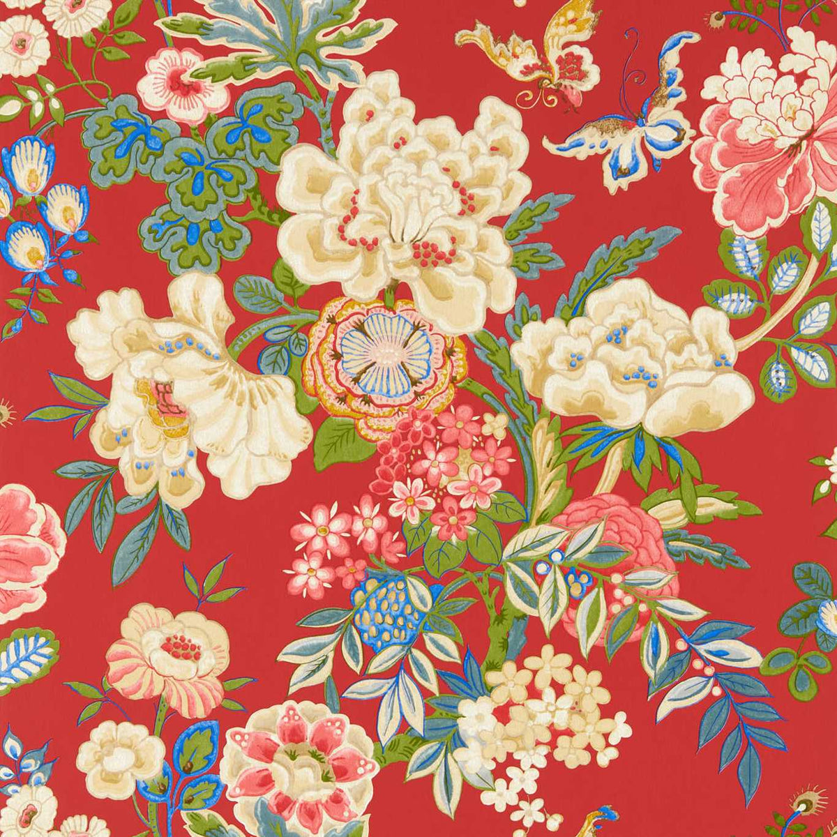 Sanderson - Tapete Emperor Peony-Tapeten-Sanderson-CINNABAR RED 217119-217119-Toju Interior