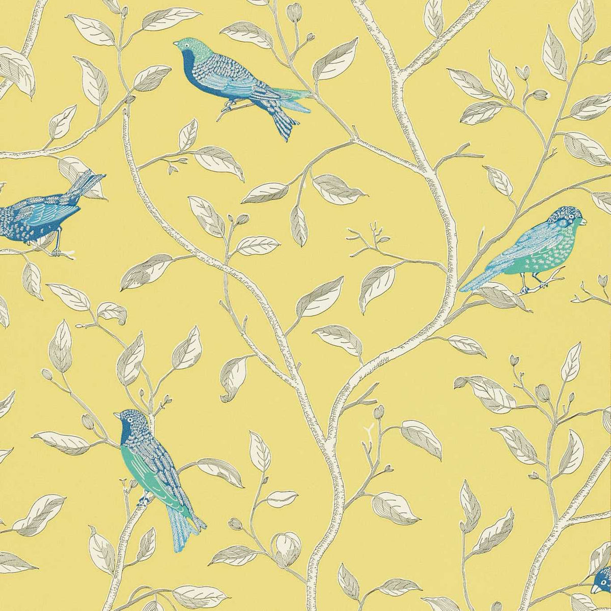 Sanderson - Tapete Finches-Tapeten-Sanderson-YELLOW DOPWFI101-DOPWFI101-Toju Interior