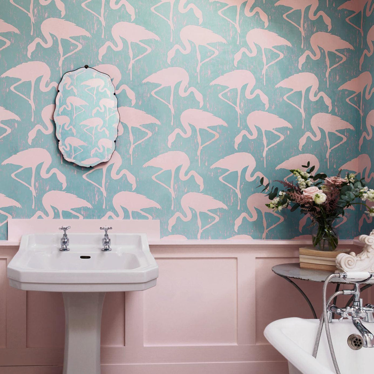 Sanderson - Tapete Flamingos-Tapeten-Sanderson-TURQUOISE PINK 214569-214569-Toju Interior