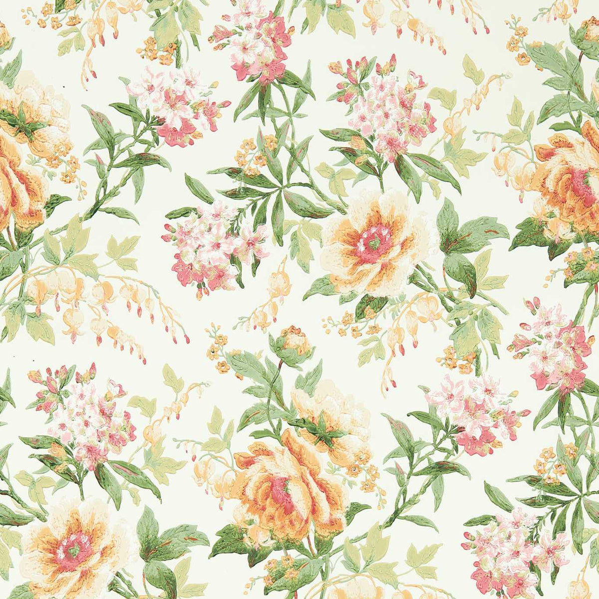 Sanderson - Tapete Olivia-Tapeten-Sanderson-BOTANICAL GREEN/ORANGE 217038-217038-Toju Interior