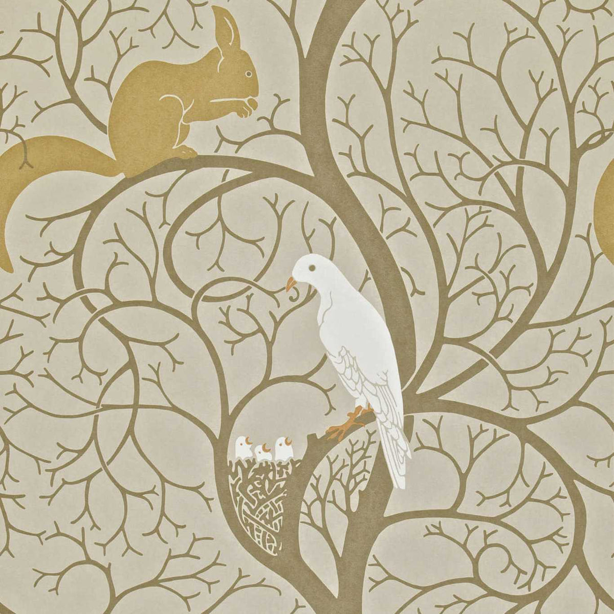 Sanderson - Tapete SQUIRREL & DOVE-Tapeten-Sanderson-LINEN/IVORY DVIWSQ101-DVIWSQ101-Toju Interior
