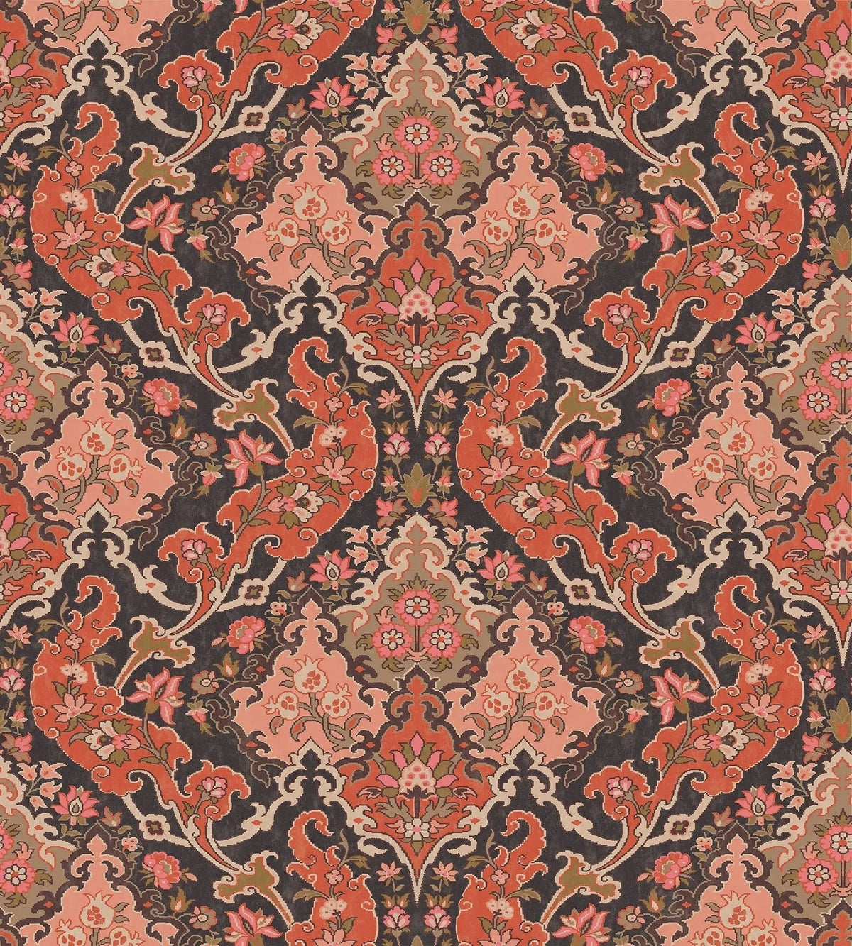 Cole & Son Pushkin Coral & Rouge on Soot 108/8039 – Muster