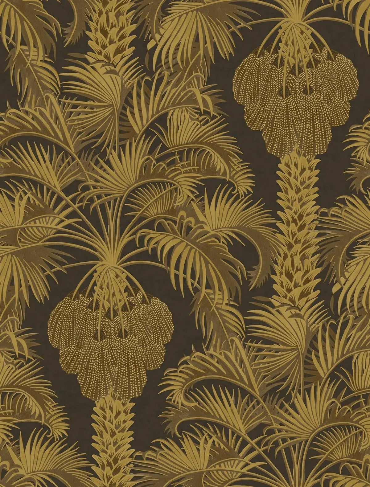 Cole & Son Hollywood Palm Charcoal & Metallic Gold on Charcoal 113/1001 – Muster