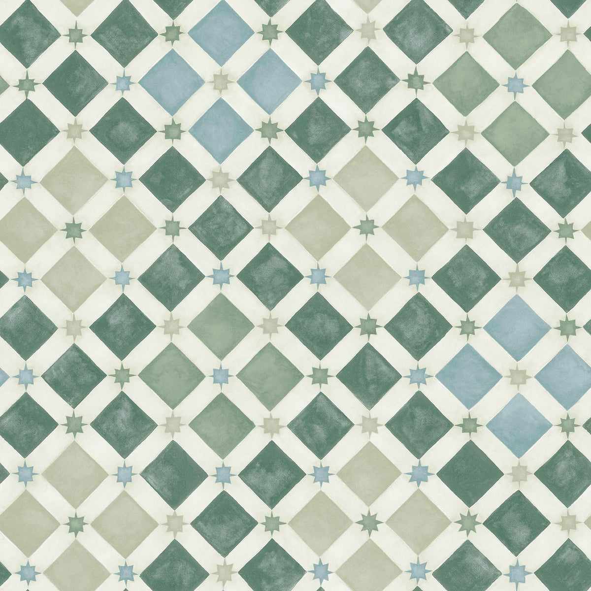 Cole & Son Zellige Sage & Print Room Blue 113/11033 – Muster