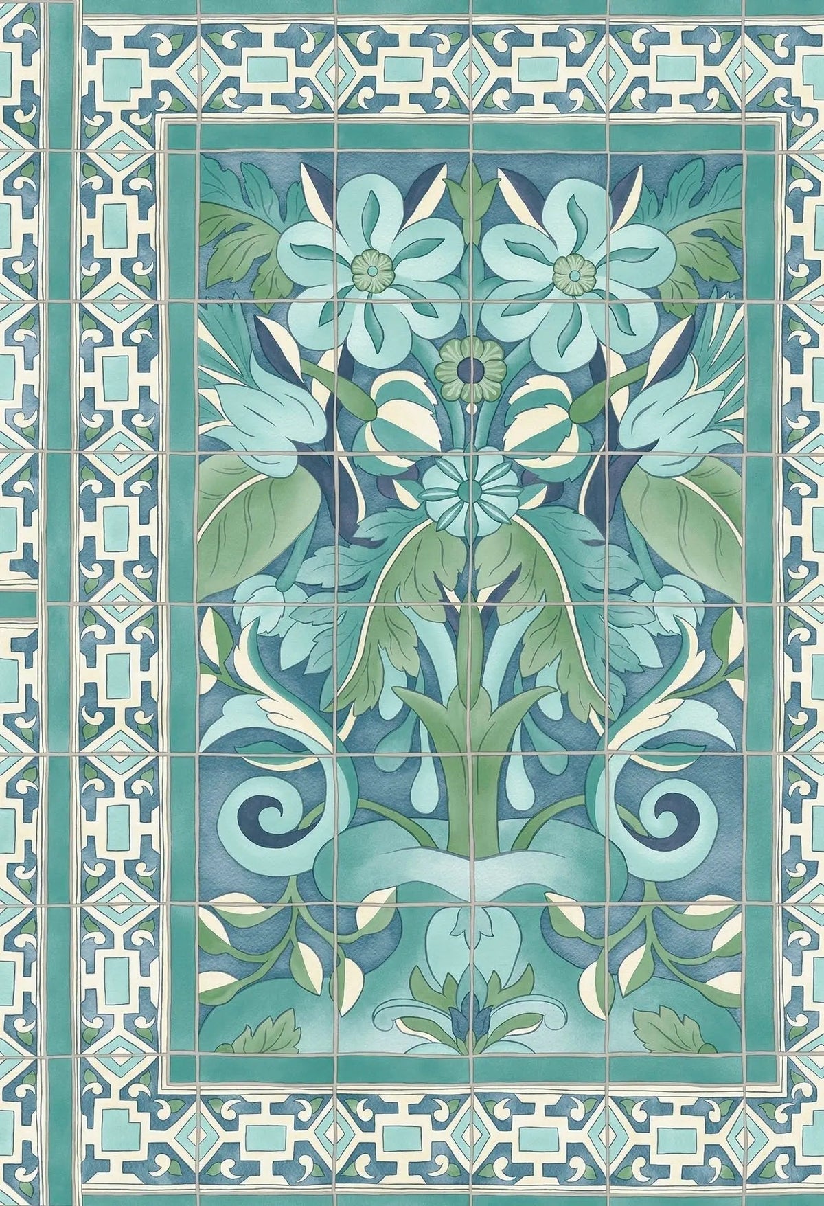 Cole & Son Triana Teal & Dark Teal on Denim 117/5014 – Muster