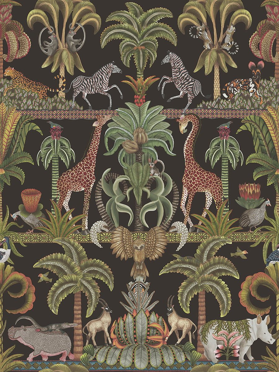 Cole & Son Afrika Kingdom Olive Green & Spring Green on Black 119/5027 – Muster