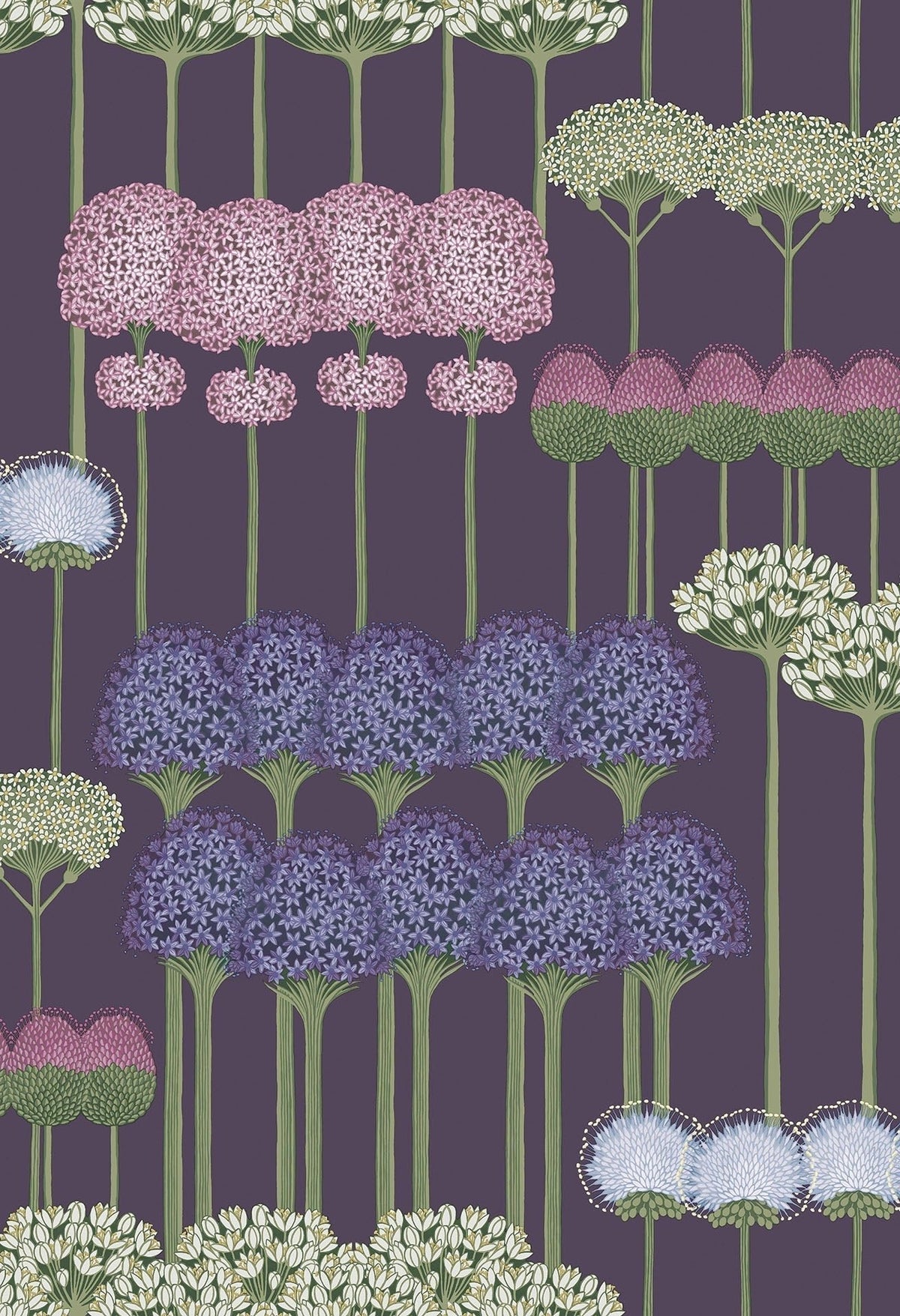 Cole & Son Allium Tapete, Mulberry & Heather on Violet (115/12036)