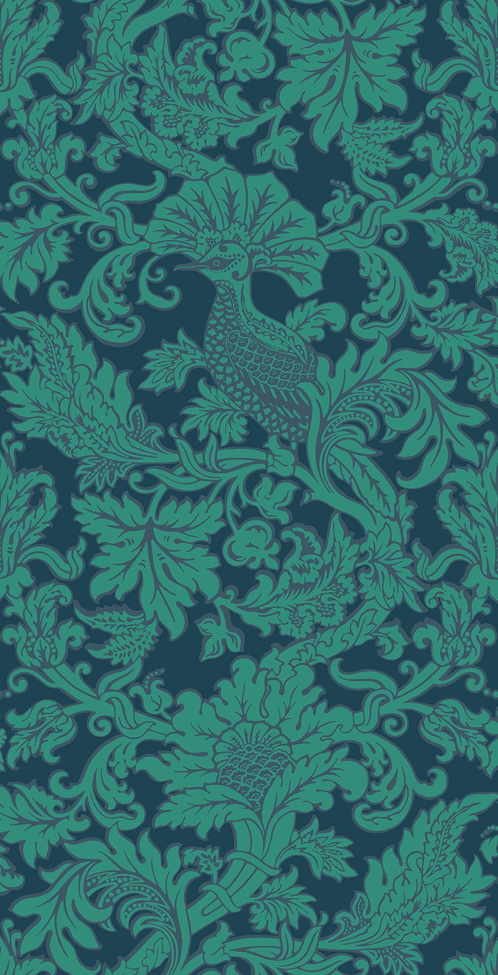 Cole & Son Balabina Tapete, Teal on Midnight (108/1005)
