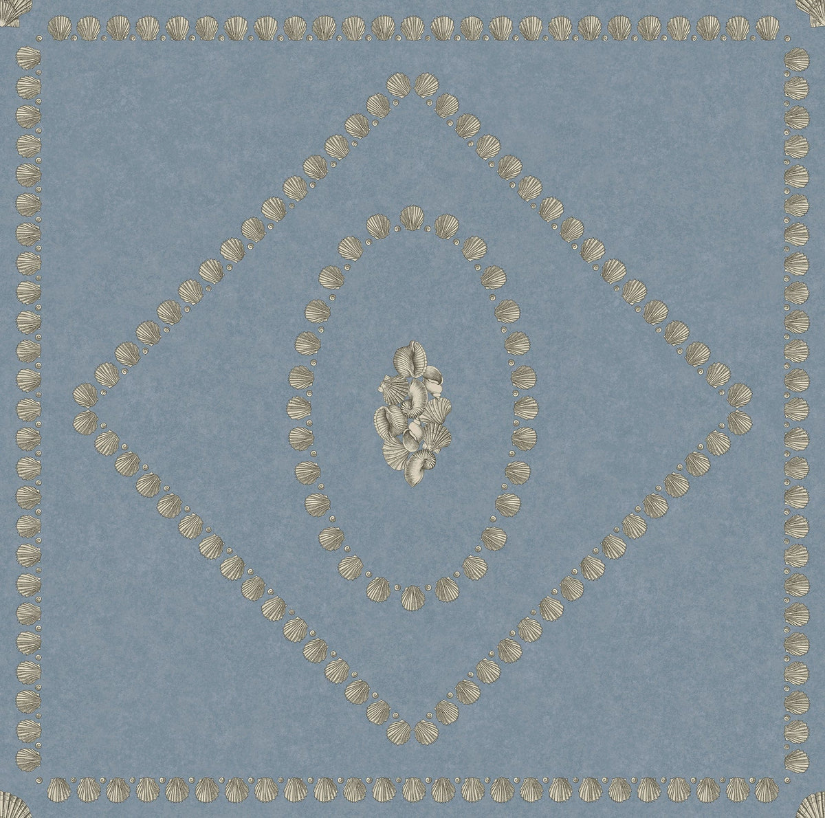 Cole & Son Fornasetti Conchiglie Gilver on Denim – Tapetenmuster