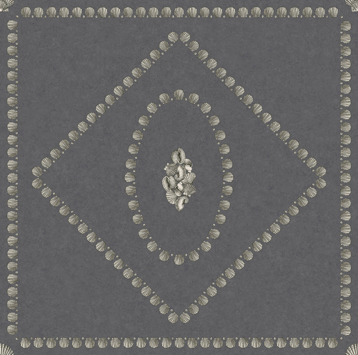 Cole & Son Fornasetti Conchiglie Soft Gold on Charcoal – Tapetenmuster