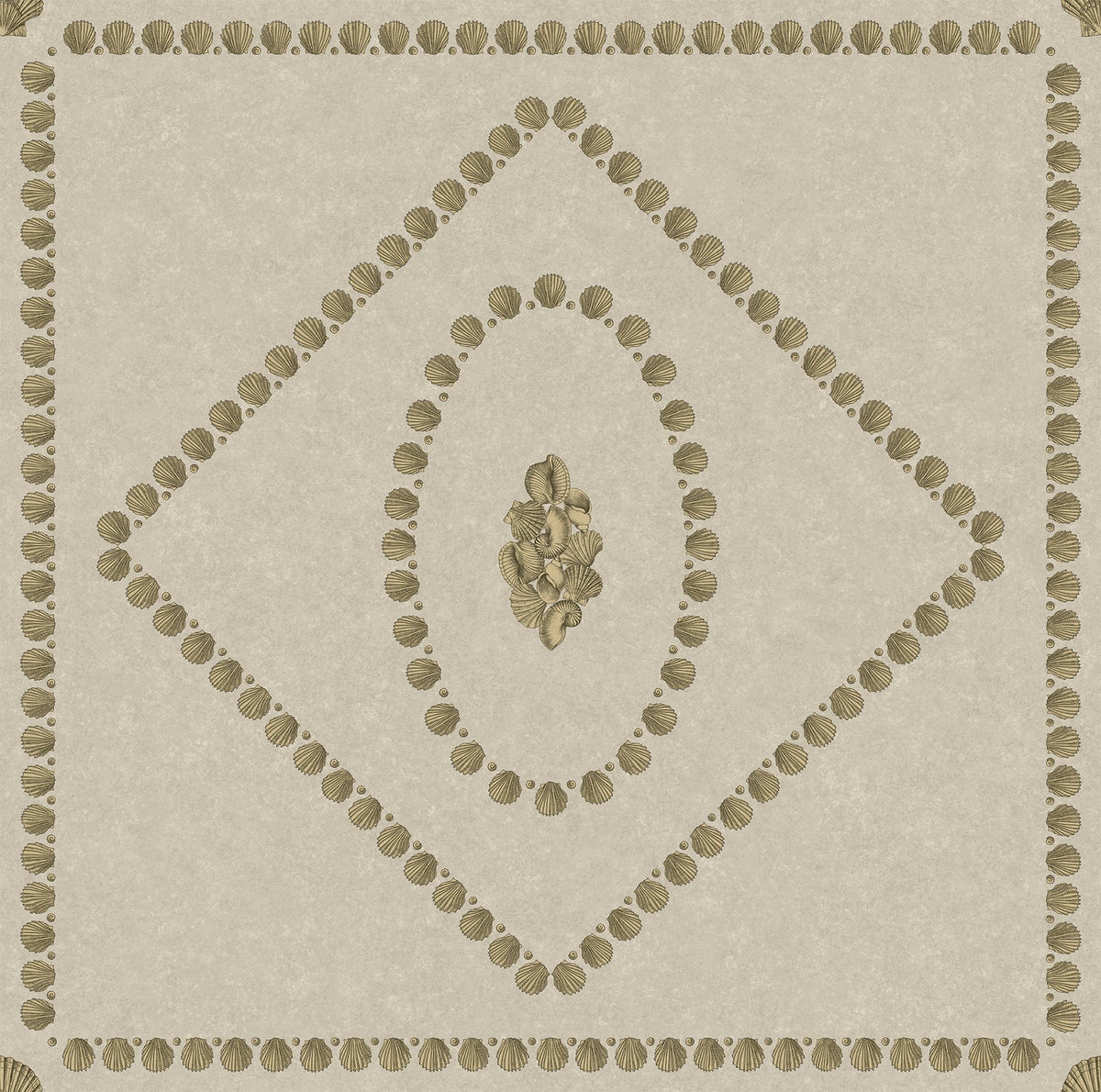 Cole & Son Fornasetti Conchiglie Gold on Stone – Tapetenmuster