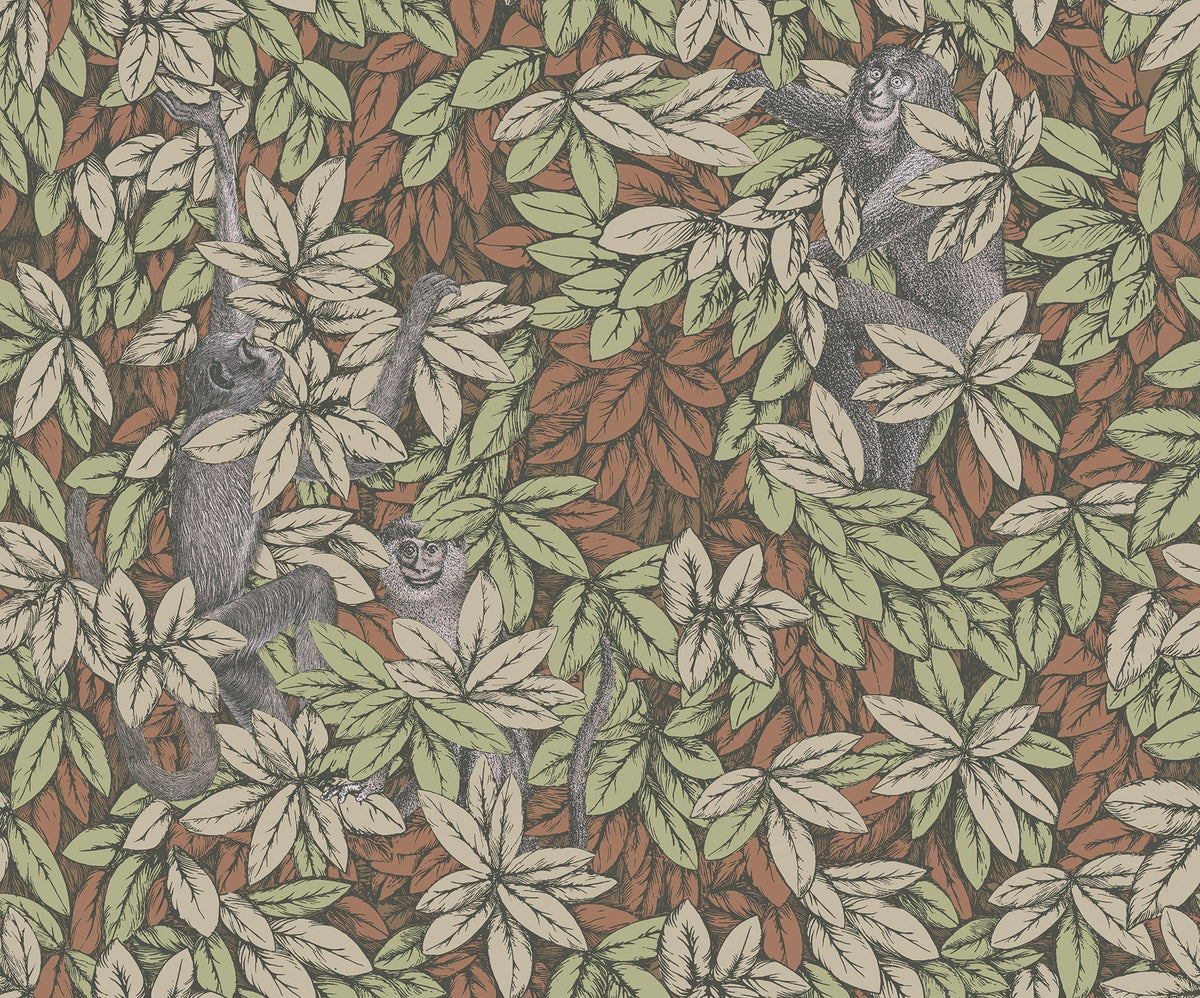 Cole & Son Fornasetti Foglie e Scimmie Olive & Orange – Tapete
