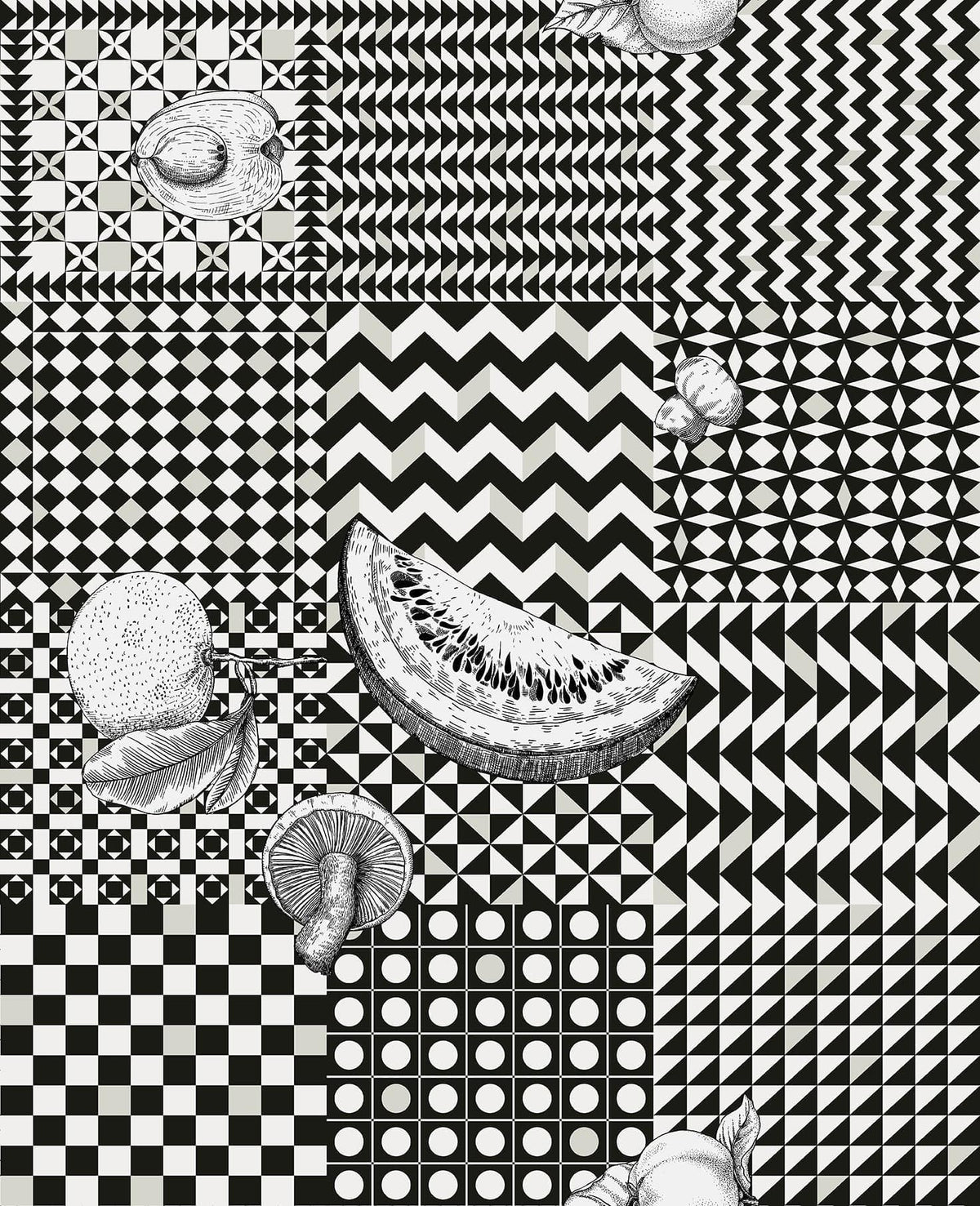 Cole & Son Fornasetti Frutta e Geometrico Black & White – Tapete