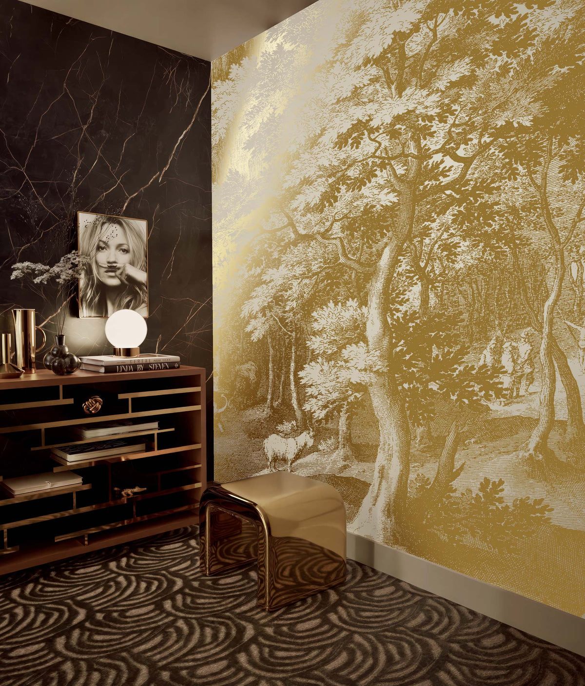 KEK Amsterdam Engraved Landscapes Gold Sand – Wohnambiente