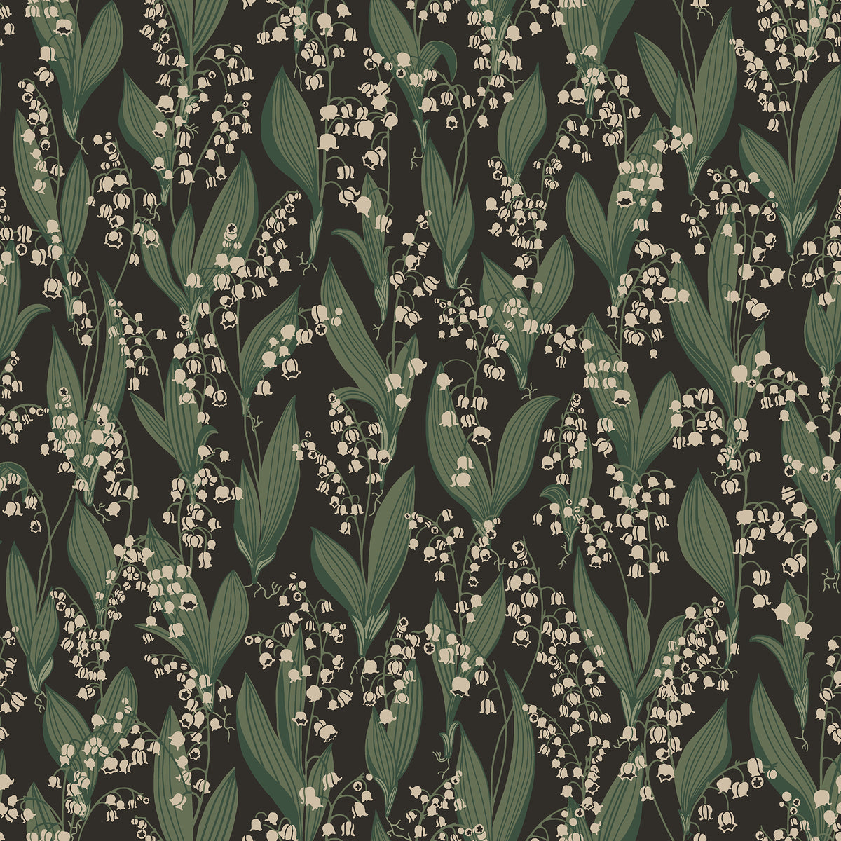 Sandberg Liljekonvalj Charcoal S10769 – Tapetenmuster