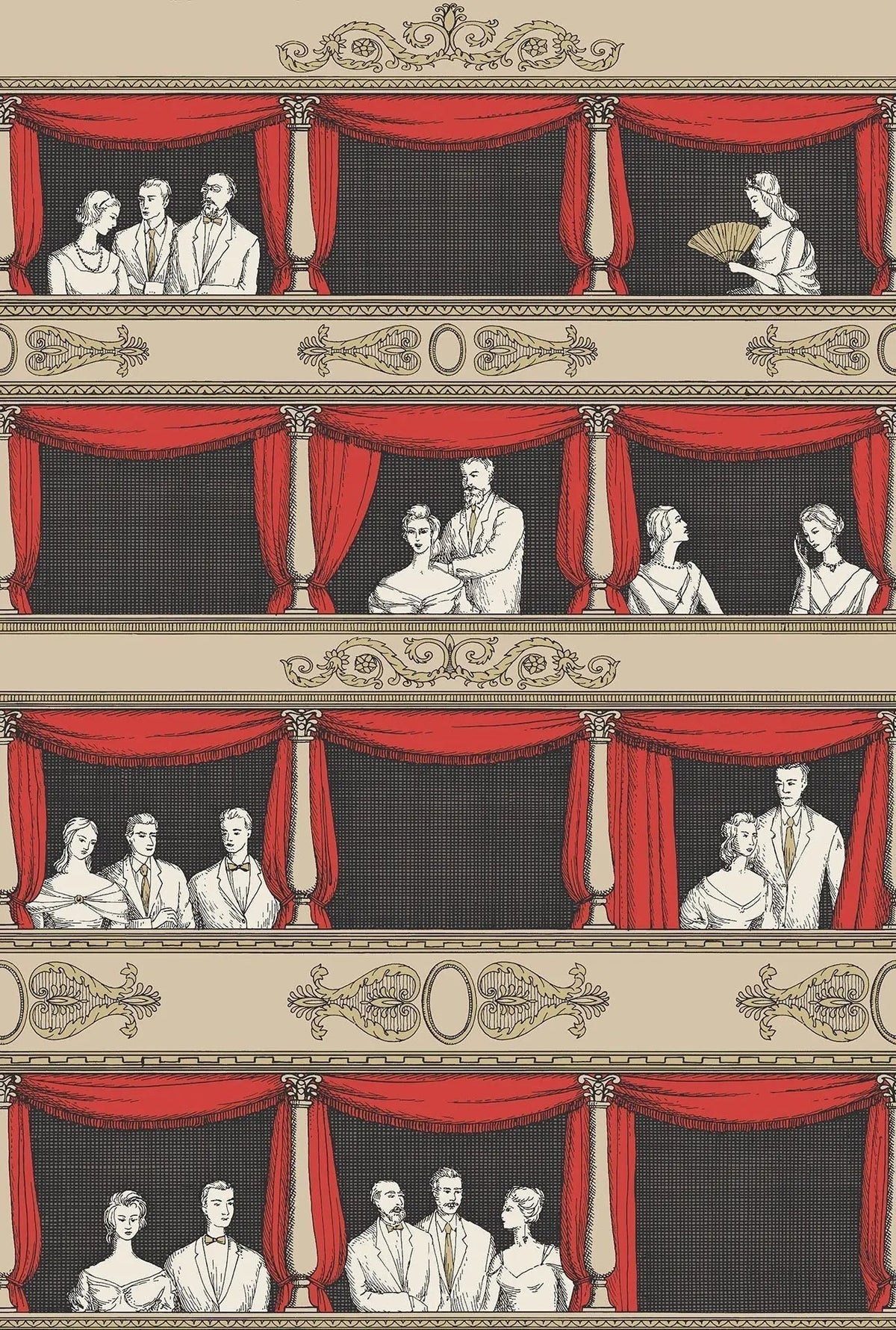 Cole & Son Fornasetti Teatro Tapete, Linen & Rouge, 114/18037