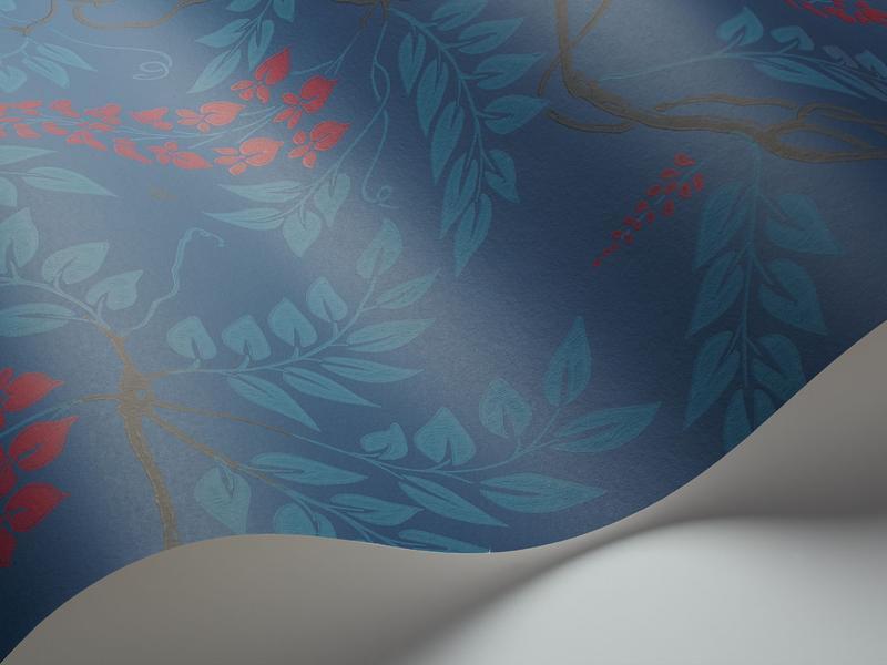 Cole and Son - Tapete Egerton Wallpaper-Tapeten-Cole & Son-Cerise on Dark Hyacinth S100/9042-TOJU Interior