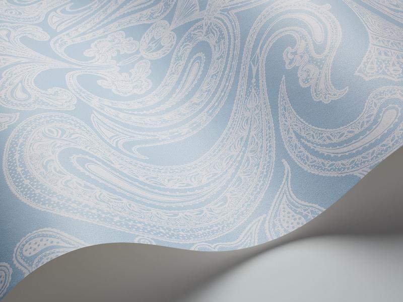 Cole and Son - Tapete Malabar Wallpaper-Tapeten-Cole & Son-Weiß auf Hellblau 66/1006-TOJU Interior