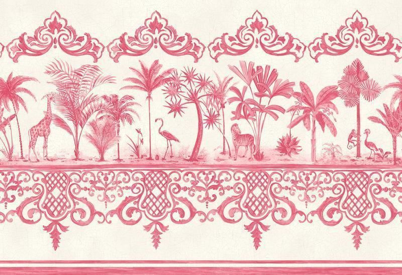 Cole and Son - Tapete Rousseau Border Wallpaper-Tapeten-Cole & Son-Fuchsia on White S99/10046-TOJU Interior