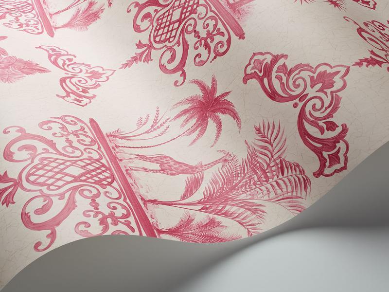 Cole and Son - Tapete Rousseau Wallpaper-Tapeten-Cole & Son-Fuchsia on White S99/9041-TOJU Interior