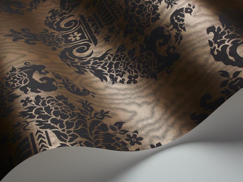Cole and Son - Tapete Sudbury Wallpaper-Tapeten-Cole & Son-Black on Metallic Bronze S88/12050-TOJU Interior