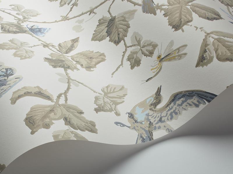 Cole and Son - Tapete Winter Birds Wallpaper-Tapeten-Cole & Son-Yellow & Stone on White S100/2008-TOJU Interior