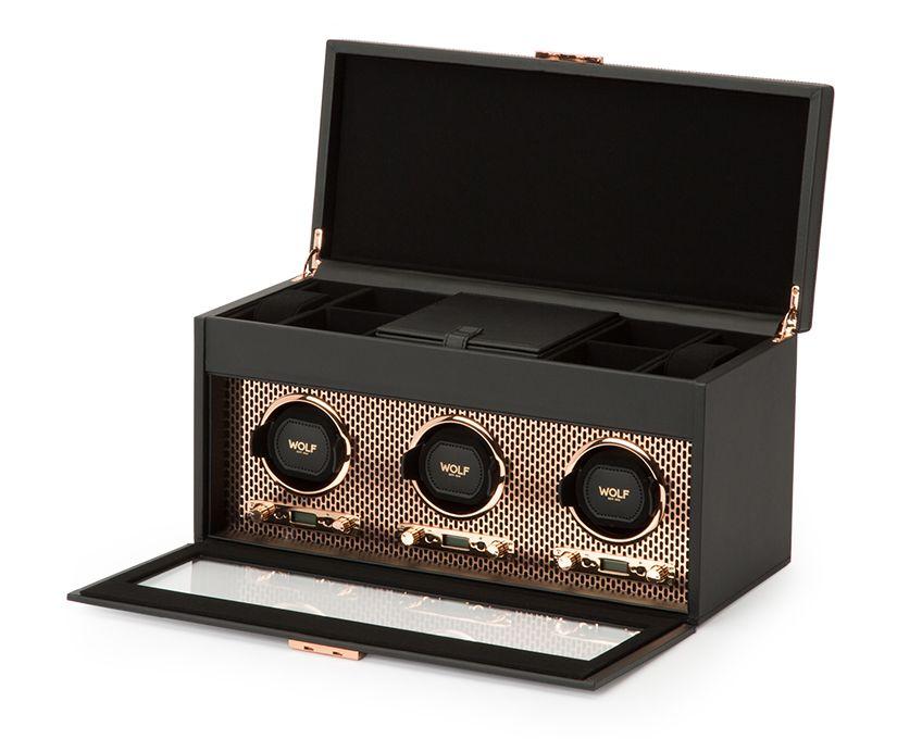 Wolf - Uhrenbeweger - Axis triple winder with Storage Single-Uhrenbeweger-Wolf 1834-COPPER-TOJU Interior