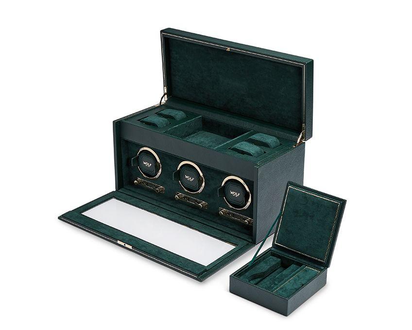 Wolf - Uhrenbeweger - British racing green triple Watch Winder-Uhrenbeweger-Wolf 1834-TOJU Interior
