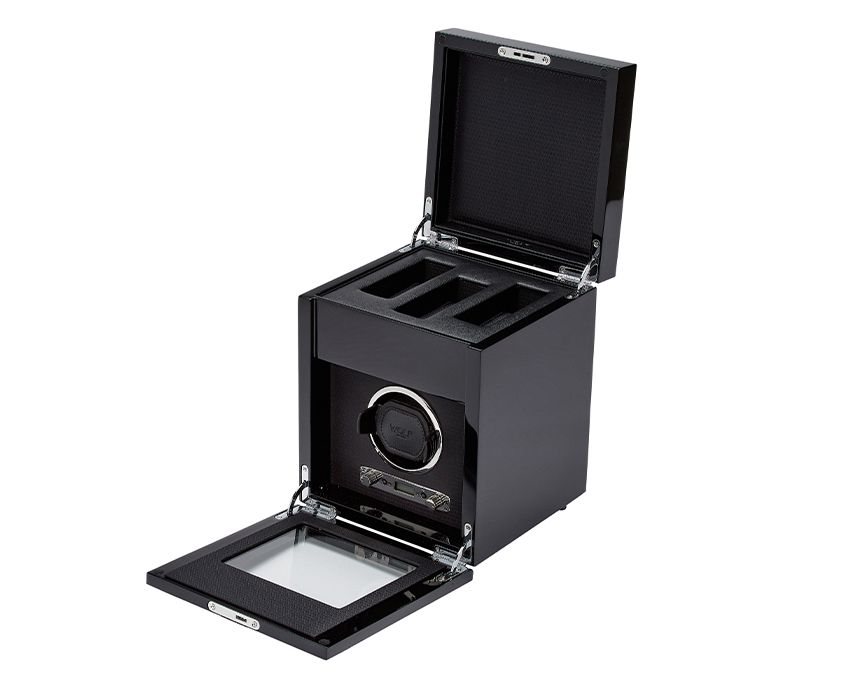 Wolf - Uhrenbeweger - Savoy with Storage Single Winder-Uhrenbeweger-Wolf 1834-BLACK-TOJU Interior