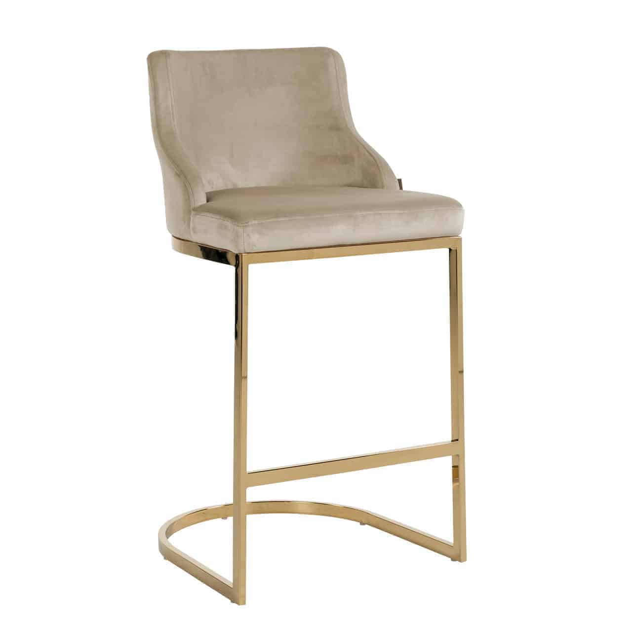 Richmond Interiors-Barstuhl Bolton-Stuhl-Richmond Interiors-Khaki Samt / Gold-TOJU Interior