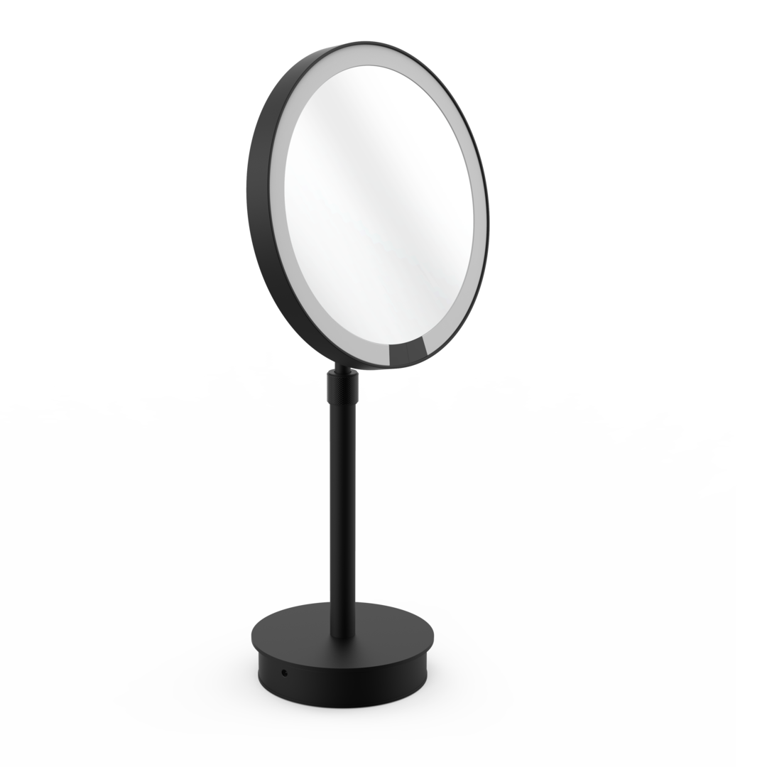 Decor Walther LOOK PLUS SR 5X LED Standkosmetikspiegel beleuchtet – Schwarz matt - 5-fache Vergrößerung - Wiederaufladbar – Art. 0125460