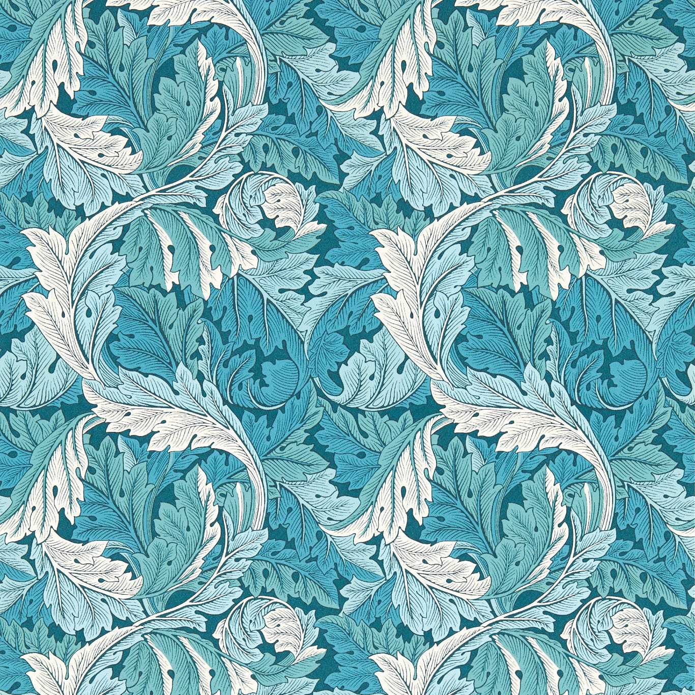 Clarke & Clarke - Tapete Acanthus-Tapeten-Clarke & Clarke-TEAL W0175/04-TOJU Interior