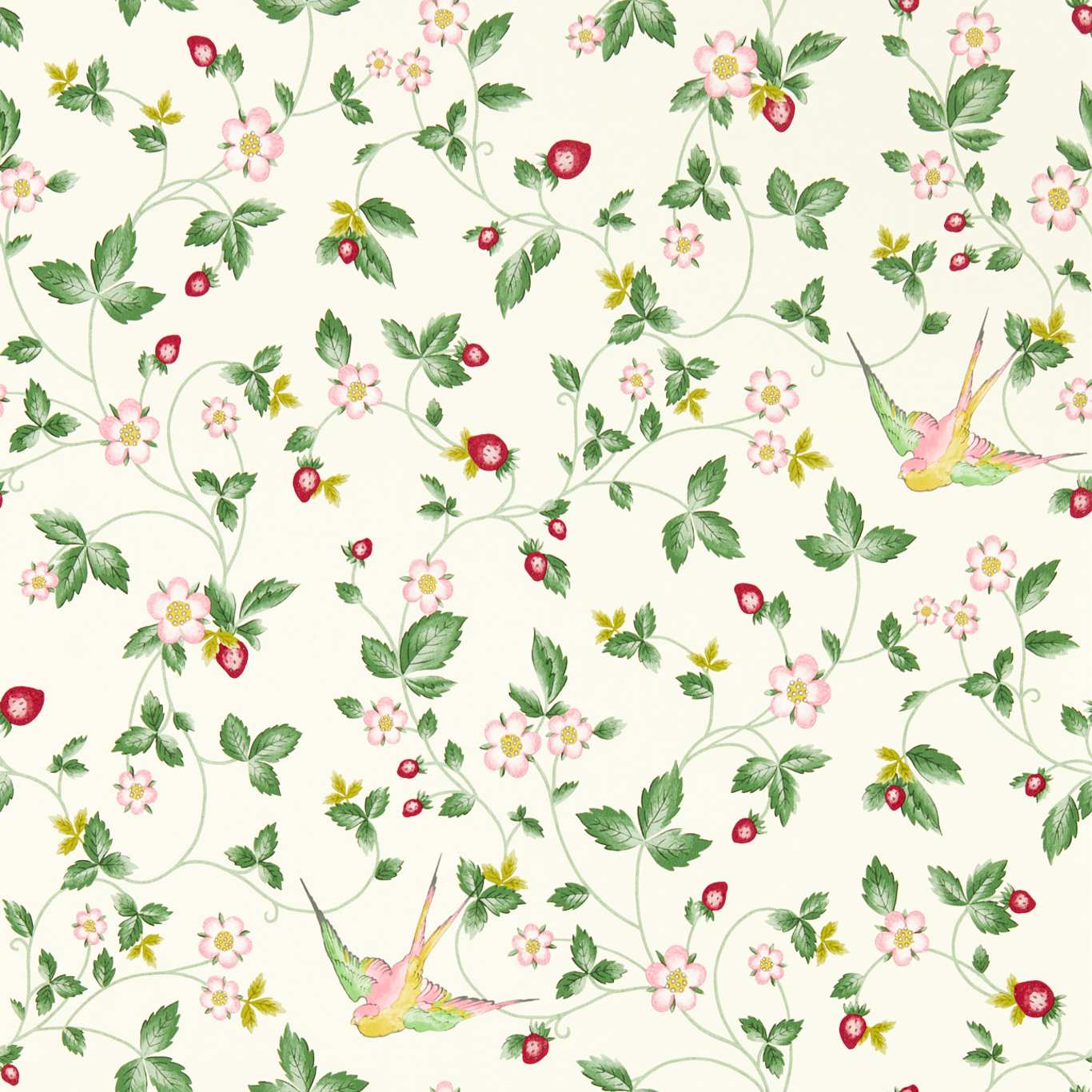 Clarke & Clarke - Tapete Wild Strawberry-Tapeten-Clarke & Clarke-IVORY W0135/03-TOJU Interior