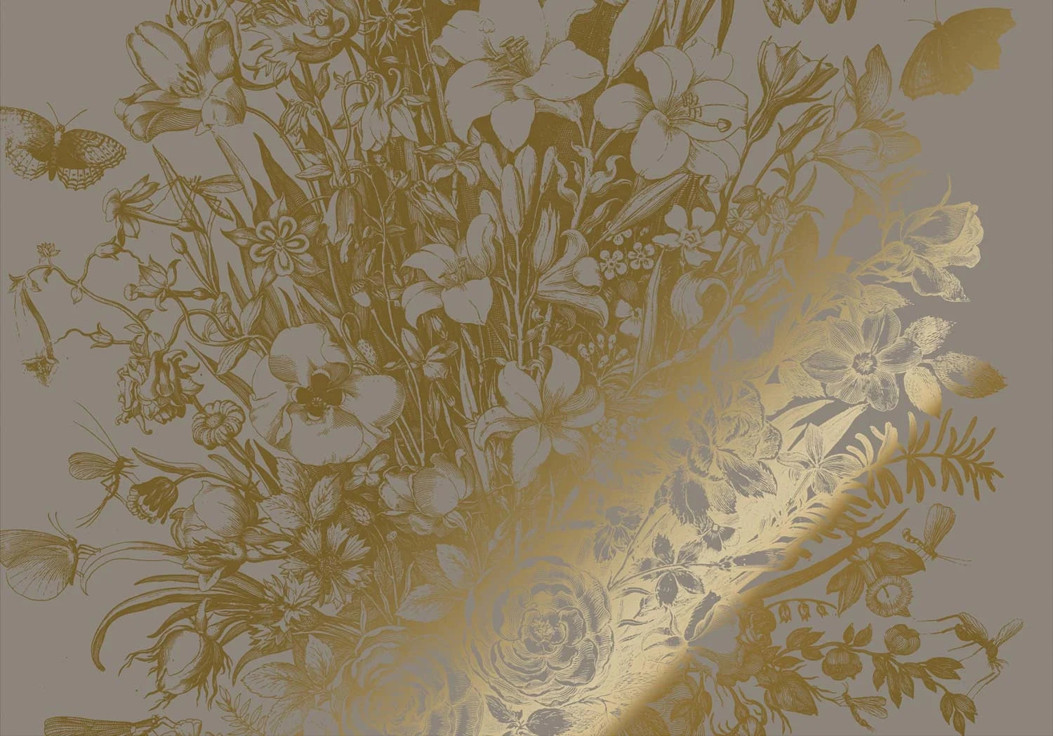 KEK Amsterdam - Gold Tapete Engraved Flowers Grau-Tapeten-KEK Amsterdam-TOJU Interior