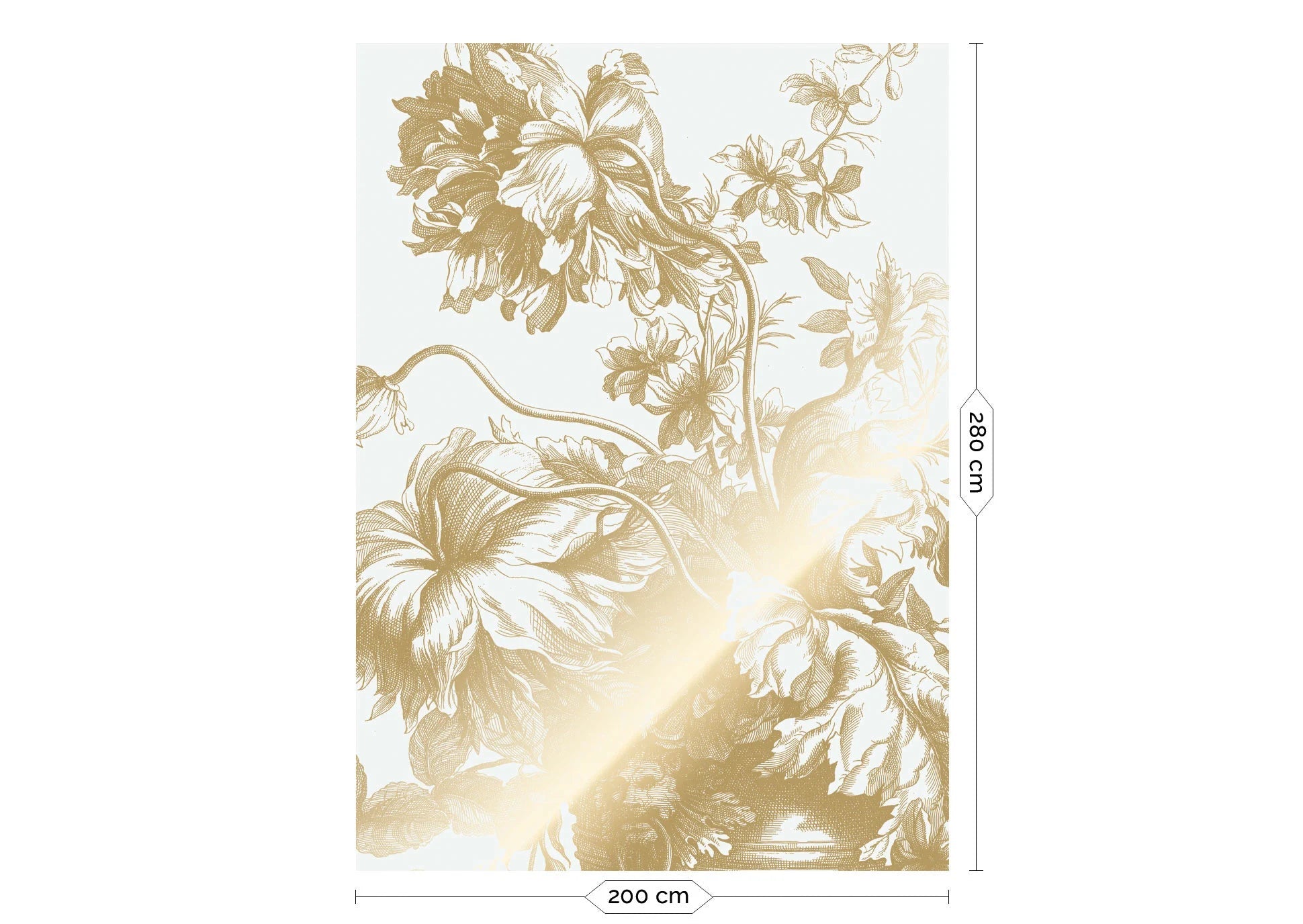 KEK Amsterdam - Gold Tapete Engraved Flowers Grauweiß-Tapeten-KEK Amsterdam-4 Bahnen 200 x 280 cm-TOJU Interior