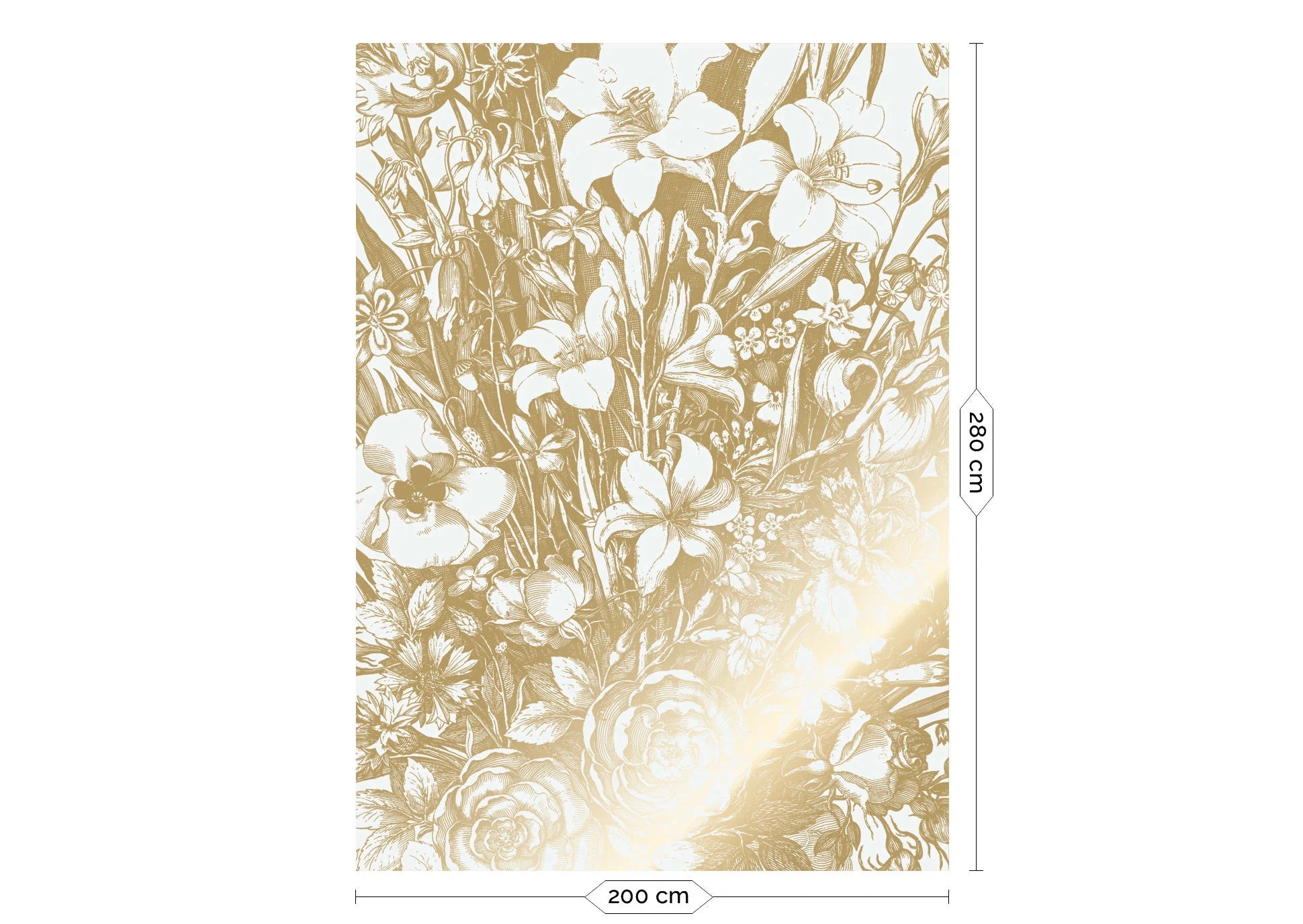 KEK Amsterdam - Gold Tapete Engraved Flowers Grauweiß-Tapeten-KEK Amsterdam-4 Bahnen 200 x 280 cm-TOJU Interior